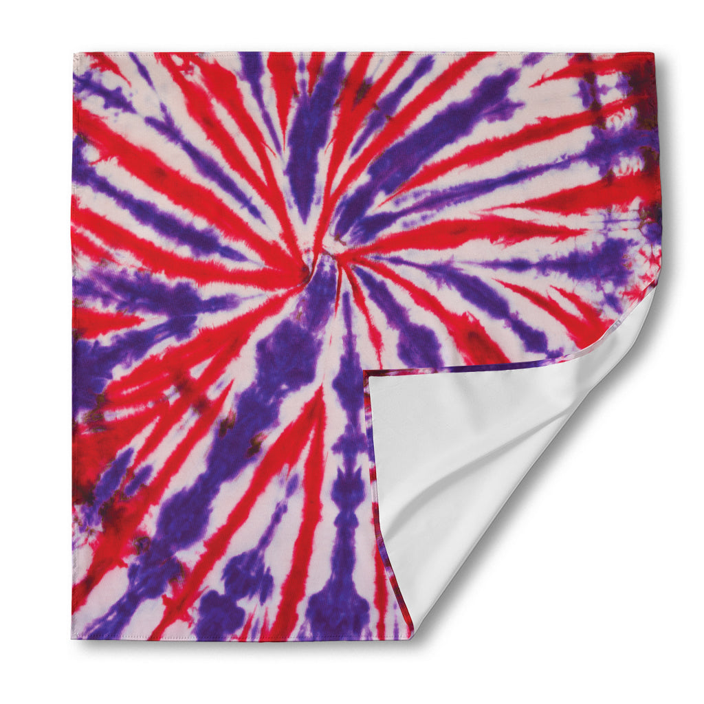 Purple And Red Spider Tie Dye Print Silk Bandana