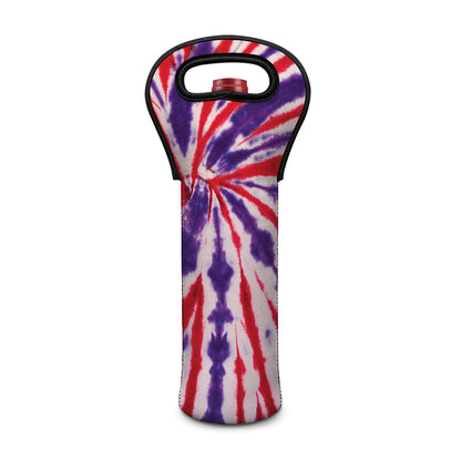 Purple And Red Spider Tie Dye Print Single Neoprene Wine Tote
