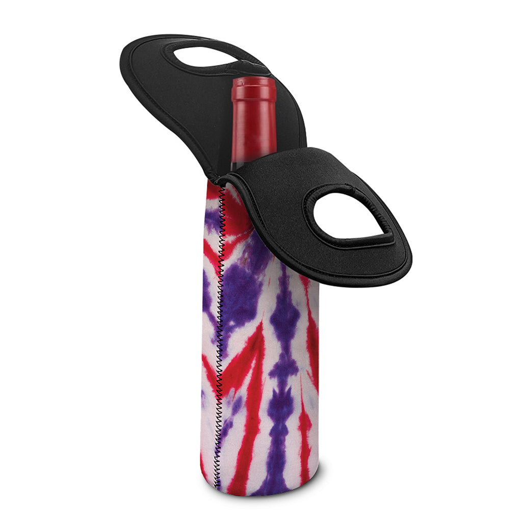 Purple And Red Spider Tie Dye Print Single Neoprene Wine Tote