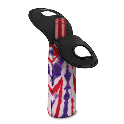 Purple And Red Spider Tie Dye Print Single Neoprene Wine Tote