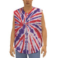 Purple And Red Spider Tie Dye Print Sleeveless Baseball Jersey