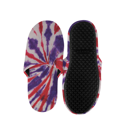 Purple And Red Spider Tie Dye Print Slippers