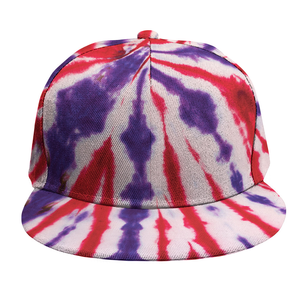 Purple And Red Spider Tie Dye Print Snapback Cap