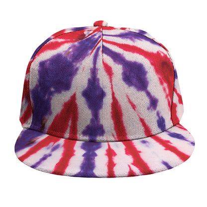 Purple And Red Spider Tie Dye Print Snapback Cap