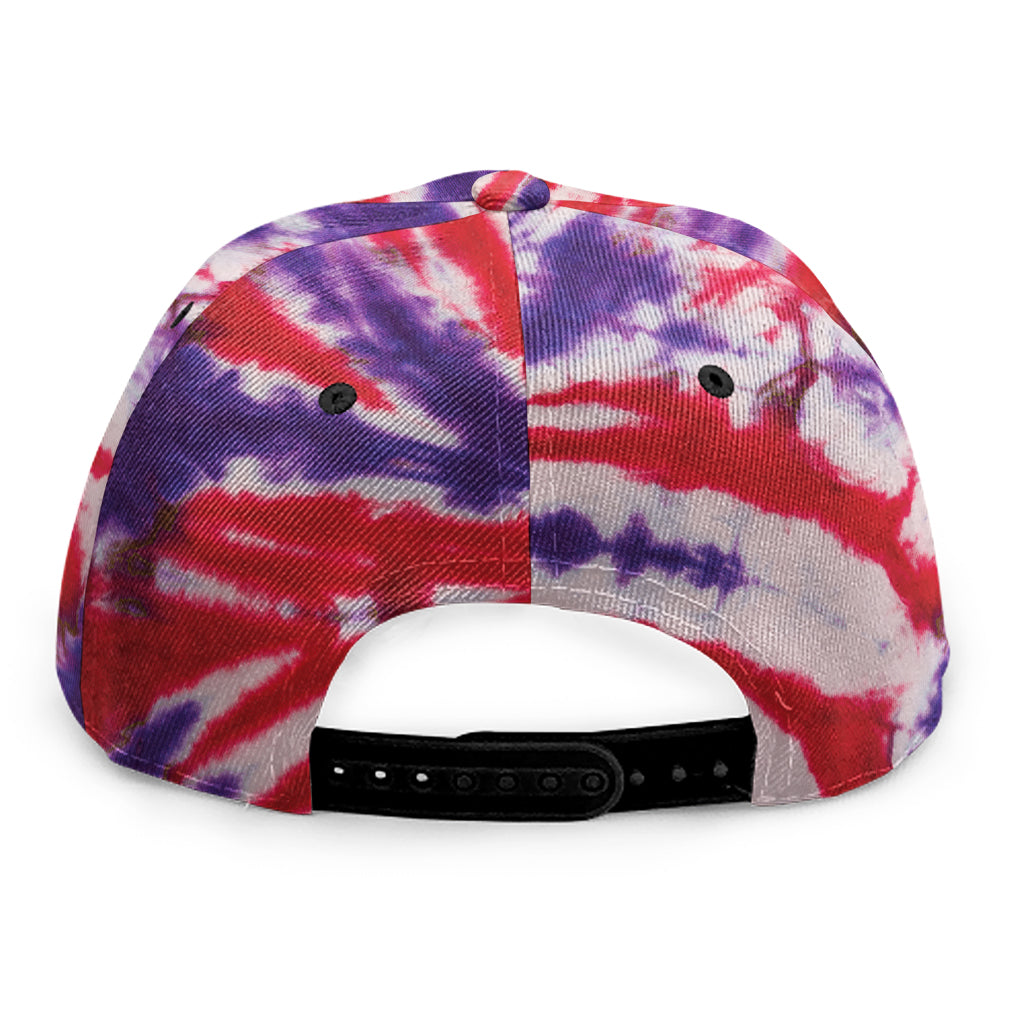 Purple And Red Spider Tie Dye Print Snapback Cap
