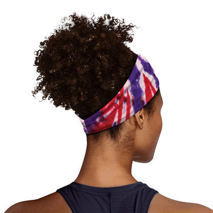 Purple And Red Spider Tie Dye Print Sports Headband