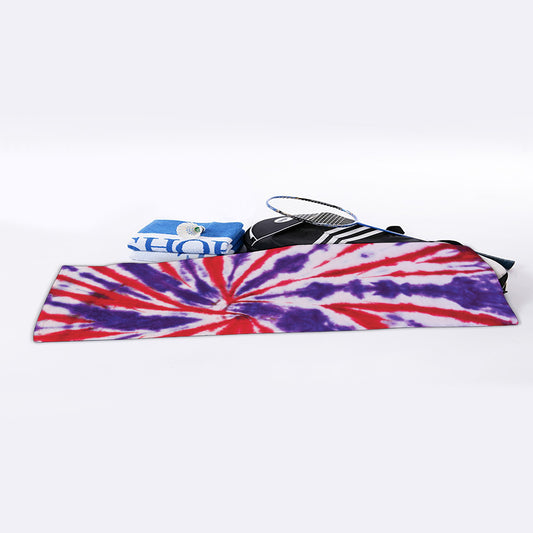 Purple And Red Spider Tie Dye Print Sports Towel