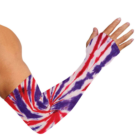Purple And Red Spider Tie Dye Print Sun Protection Arm Sleeves