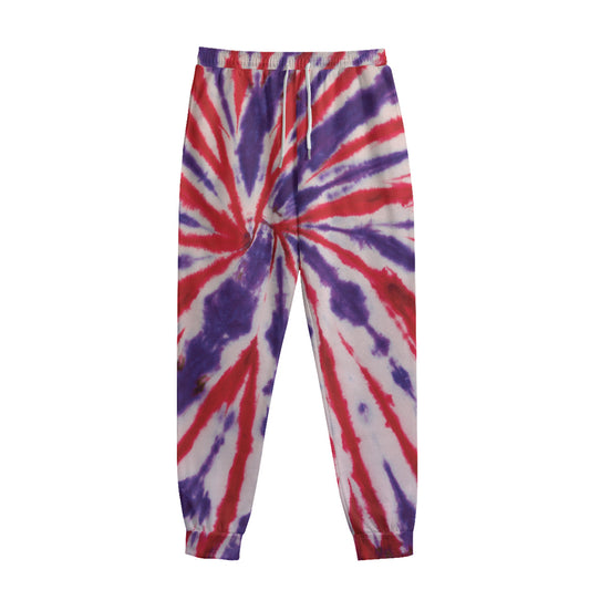 Purple And Red Spider Tie Dye Print Sweatpants
