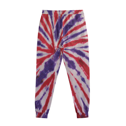 Purple And Red Spider Tie Dye Print Sweatpants