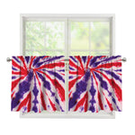 Purple And Red Spider Tie Dye Print Tier Curtains