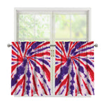 Purple And Red Spider Tie Dye Print Tier Curtains