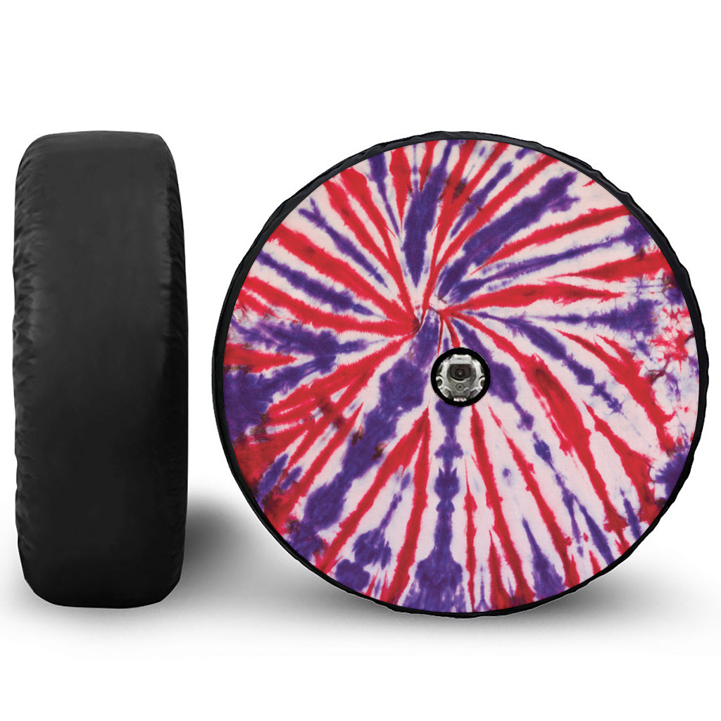 Purple And Red Spider Tie Dye Print Tire Cover With Camera Hole