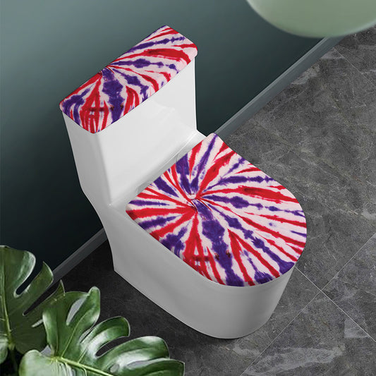 Purple And Red Spider Tie Dye Print Toilet Lid And Tank Cover Set