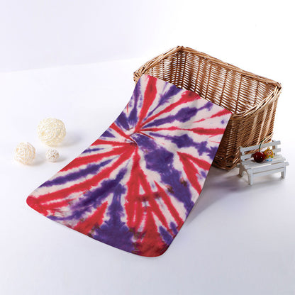 Purple And Red Spider Tie Dye Print Towel