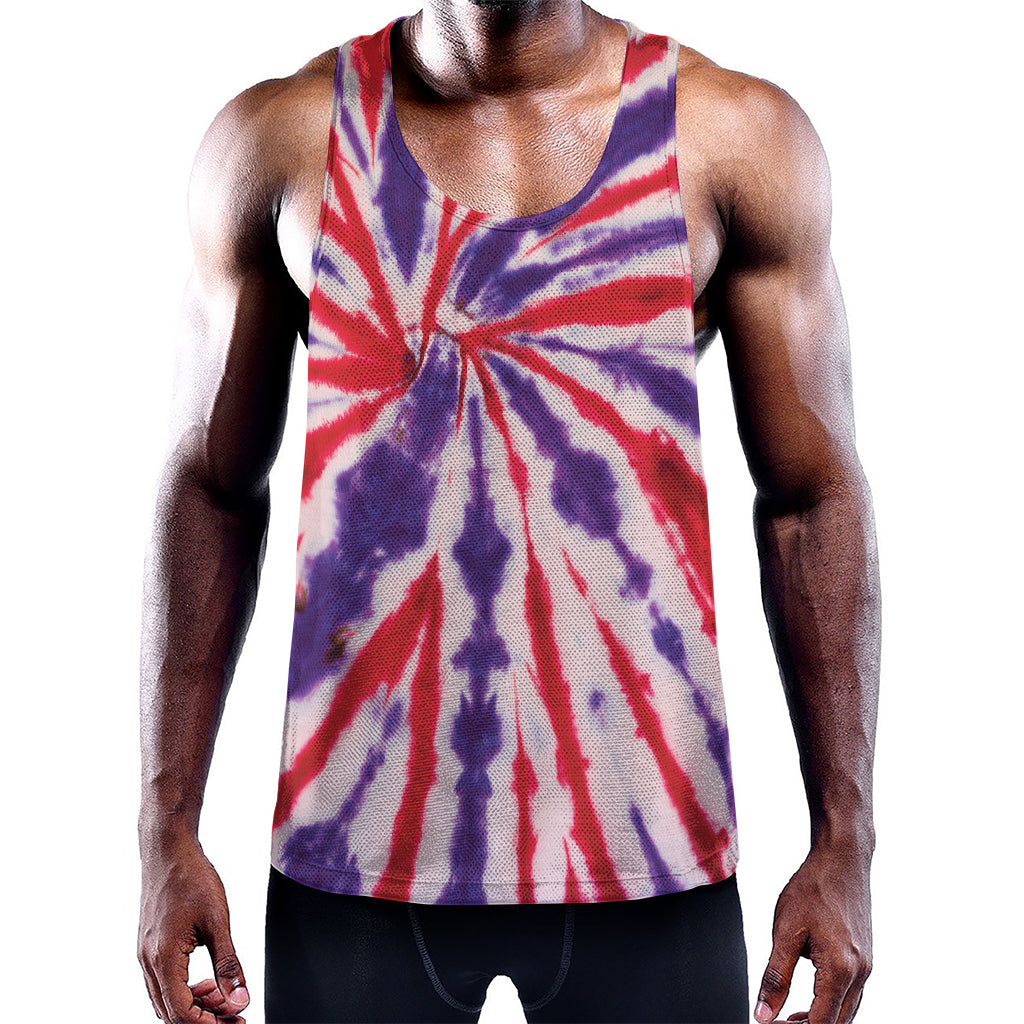 Purple And Red Spider Tie Dye Print Training Tank Top
