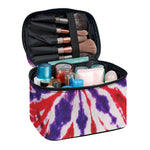 Purple And Red Spider Tie Dye Print Travel Makeup Bag