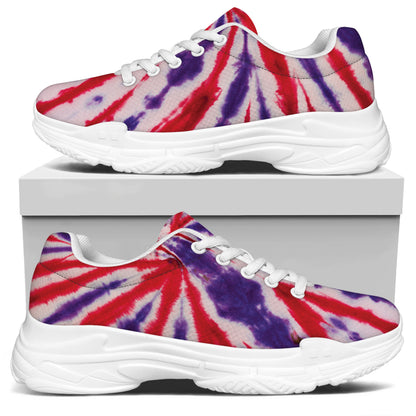 Purple And Red Spider Tie Dye Print White Chunky Shoes