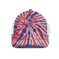 Purple And Red Spider Tie Dye Print White Mesh Trucker Hat