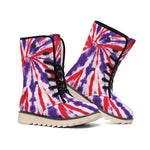 Purple And Red Spider Tie Dye Print Winter Boots