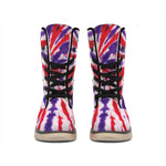 Purple And Red Spider Tie Dye Print Winter Boots