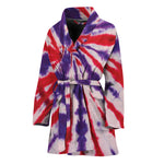 Purple And Red Spider Tie Dye Print Women's Bathrobe