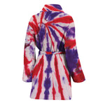 Purple And Red Spider Tie Dye Print Women's Bathrobe