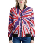 Purple And Red Spider Tie Dye Print Women's Bomber Jacket