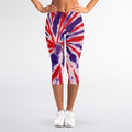Purple And Red Spider Tie Dye Print Women's Capri Leggings