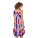 Purple And Red Spider Tie Dye Print Women's Sleeveless Dress