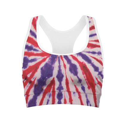 Purple And Red Spider Tie Dye Print Women's Sports Bra