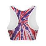 Purple And Red Spider Tie Dye Print Women's Sports Bra