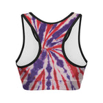 Purple And Red Spider Tie Dye Print Women's Sports Bra