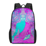 Purple And Teal Buddha Print 17 Inch Backpack