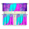 Purple And Teal Buddha Print 3 Piece Kitchen Curtains