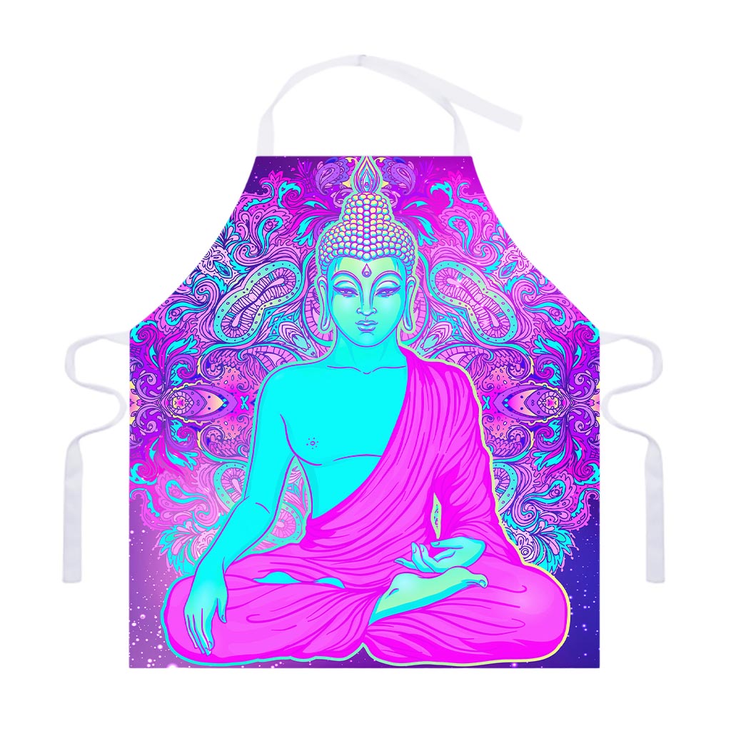 Purple And Teal Buddha Print Adjustable Apron