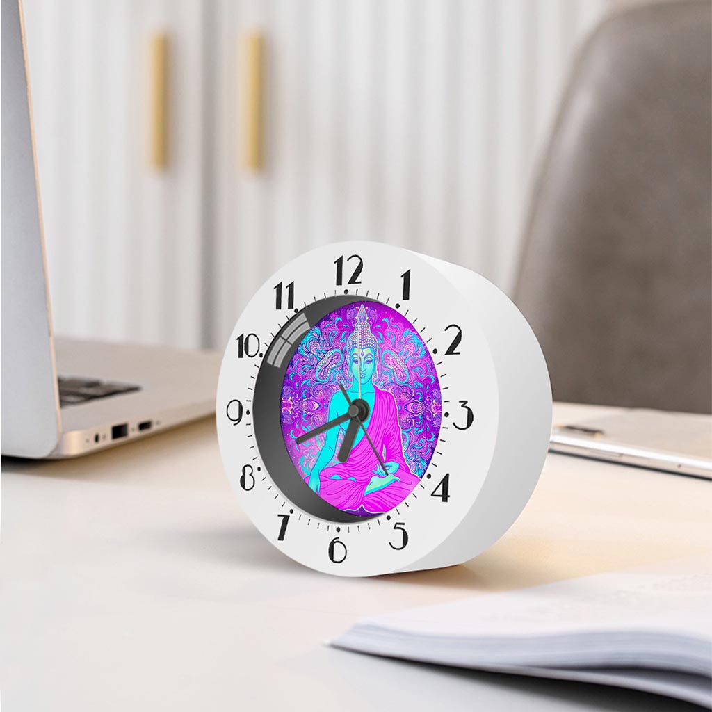 Purple And Teal Buddha Print Alarm Clock