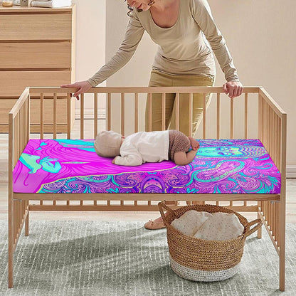 Purple And Teal Buddha Print Baby Crib Sheet