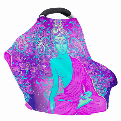 Purple And Teal Buddha Print Baby Seat Cover