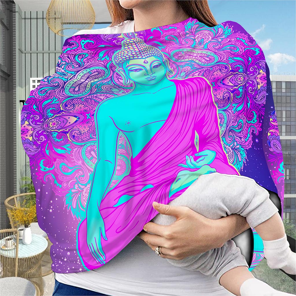 Purple And Teal Buddha Print Baby Seat Cover