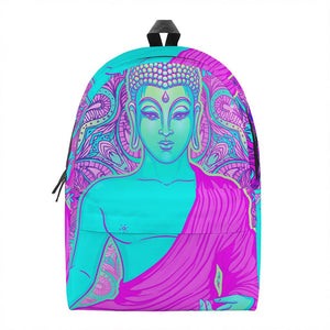 Purple And Teal Buddha Print Backpack