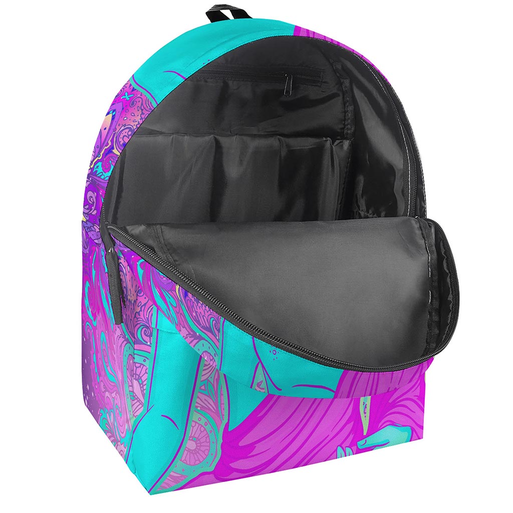 Purple And Teal Buddha Print Backpack