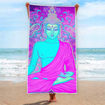 Purple And Teal Buddha Print Beach Towel