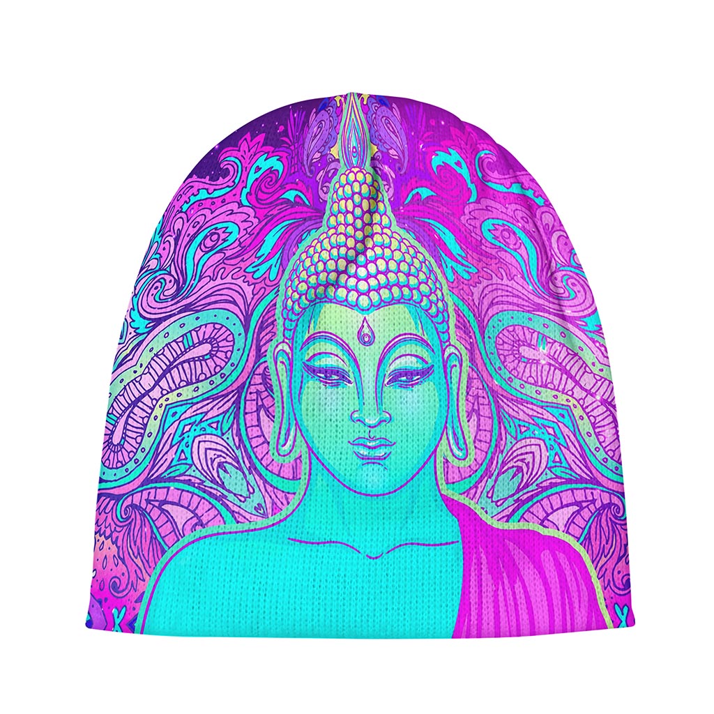Purple And Teal Buddha Print Beanie