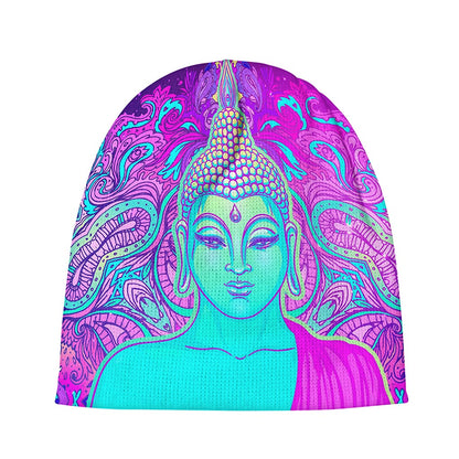 Purple And Teal Buddha Print Beanie