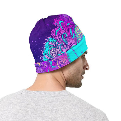 Purple And Teal Buddha Print Beanie