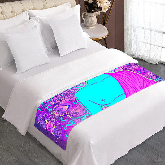 Purple And Teal Buddha Print Bed Runner