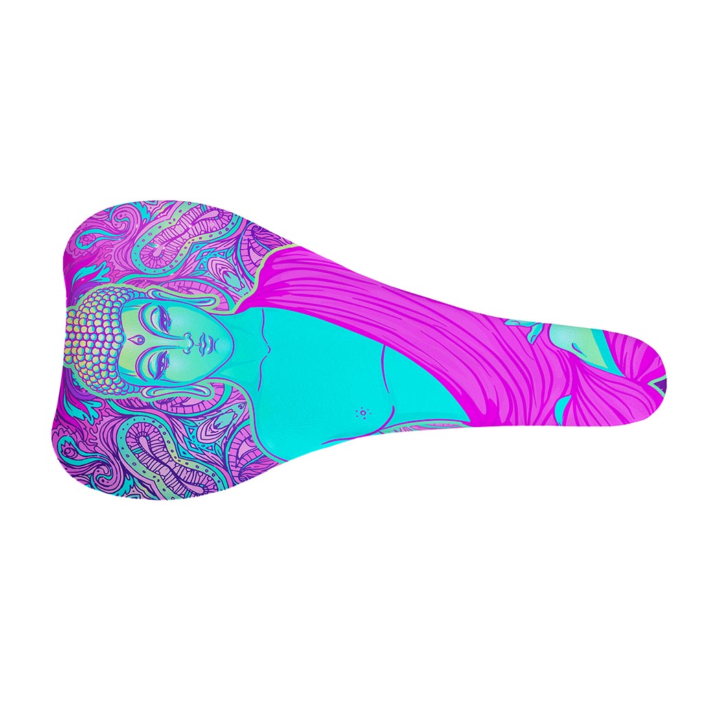 Purple And Teal Buddha Print Bicycle Seat Cover