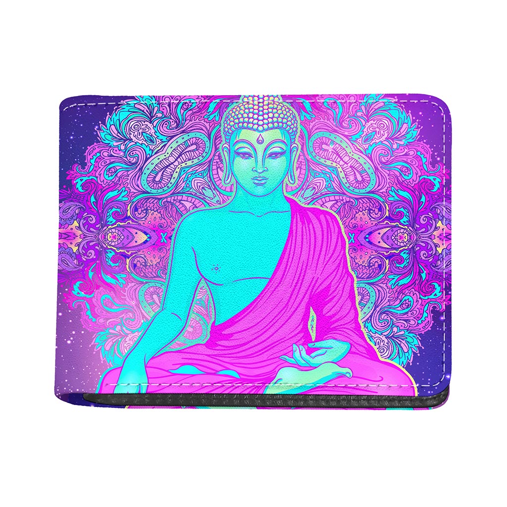 Purple And Teal Buddha Print Bifold Wallet