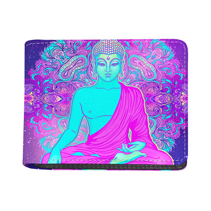 Purple And Teal Buddha Print Bifold Wallet